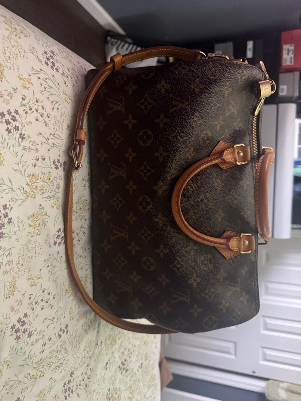 Louis Vuitton Monogram Canvas Bandouliere 35 Satchel in Brown and Tan